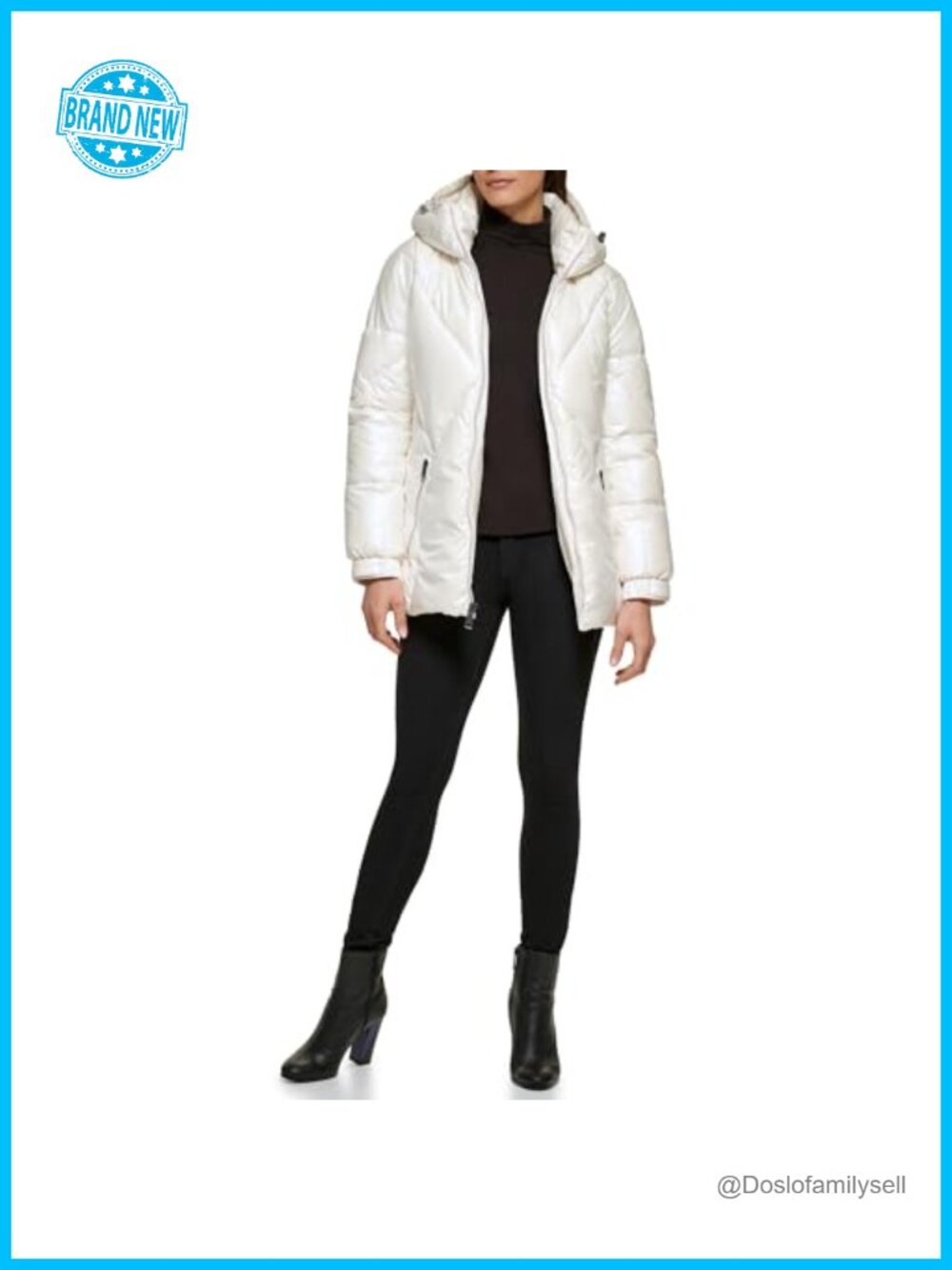 Guess Women's Midweight Puffer Jacket Water Resistant Hooded Belted Long Sleeve